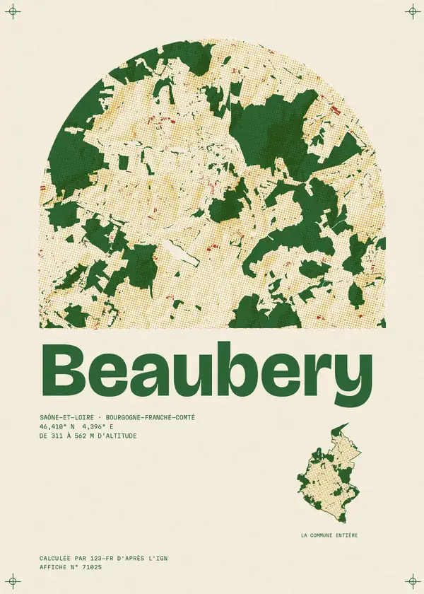 Affiche de Beaubery, calculée par 123-fr d'après l'IGN