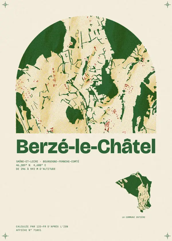 Affiche de Berzé-le-Châtel, calculée par 123-fr d'après l'IGN