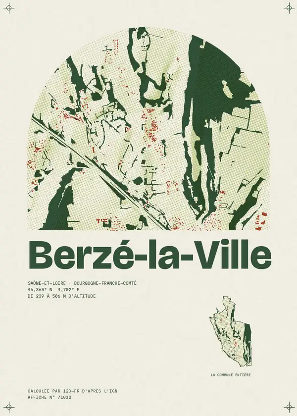 Affiche de Berzé-la-Ville, calculée par 123-fr d'après l'IGN