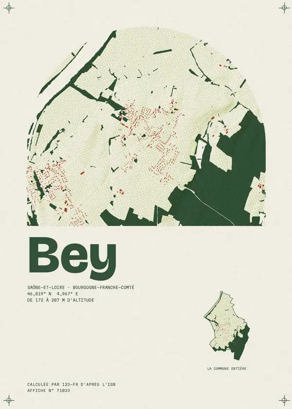 Affiche de Bey, calculée par 123-fr d'après l'IGN