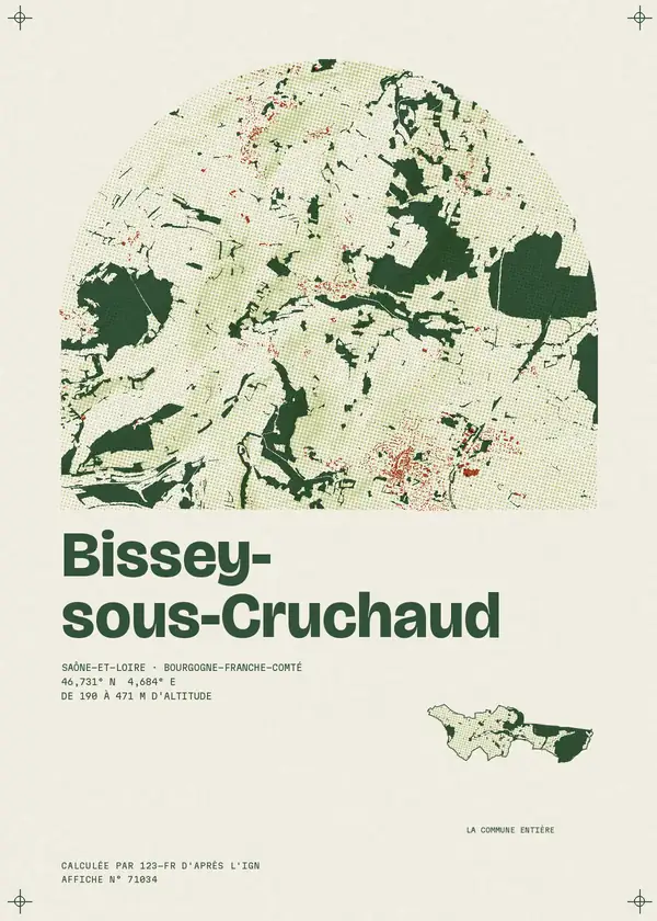 Affiche de Bissey-sous-Cruchaud, calculée par 123-fr d'après l'IGN