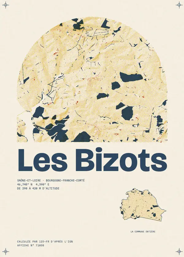 Affiche de Les Bizots, calculée par 123-fr d'après l'IGN