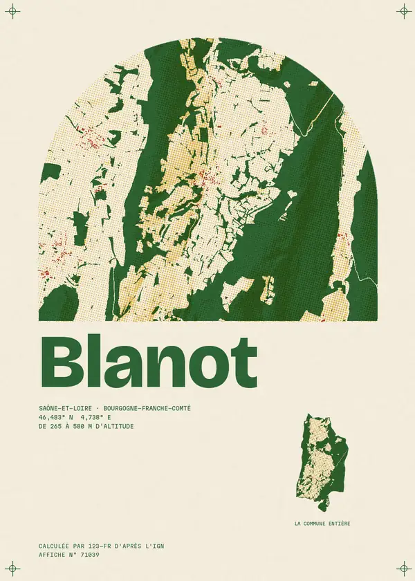 Affiche de Blanot, calculée par 123-fr d'après l'IGN