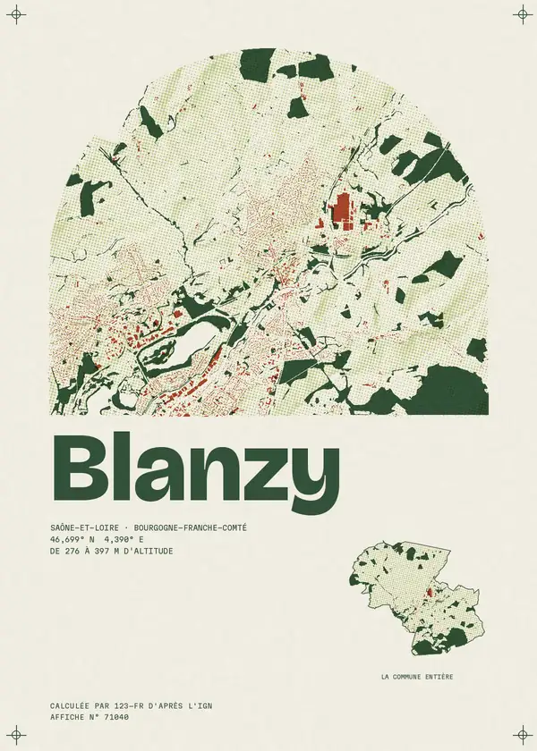 Affiche de Blanzy, calculée par 123-fr d'après l'IGN