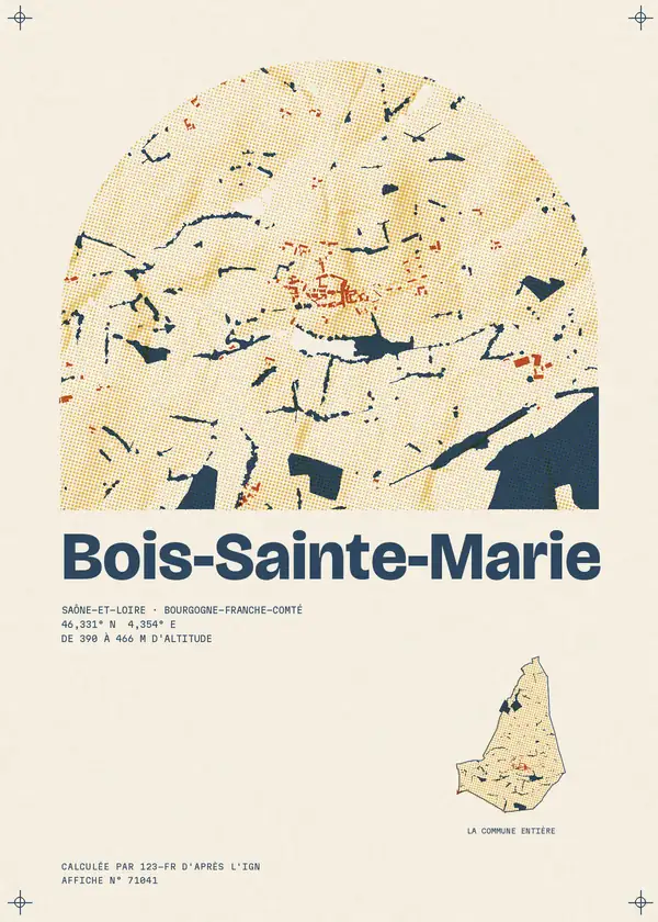 Affiche de Bois-Sainte-Marie, calculée par 123-fr d'après l'IGN