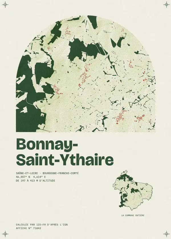 Affiche de Bonnay-Saint-Ythaire, calculée par 123-fr d'après l'IGN