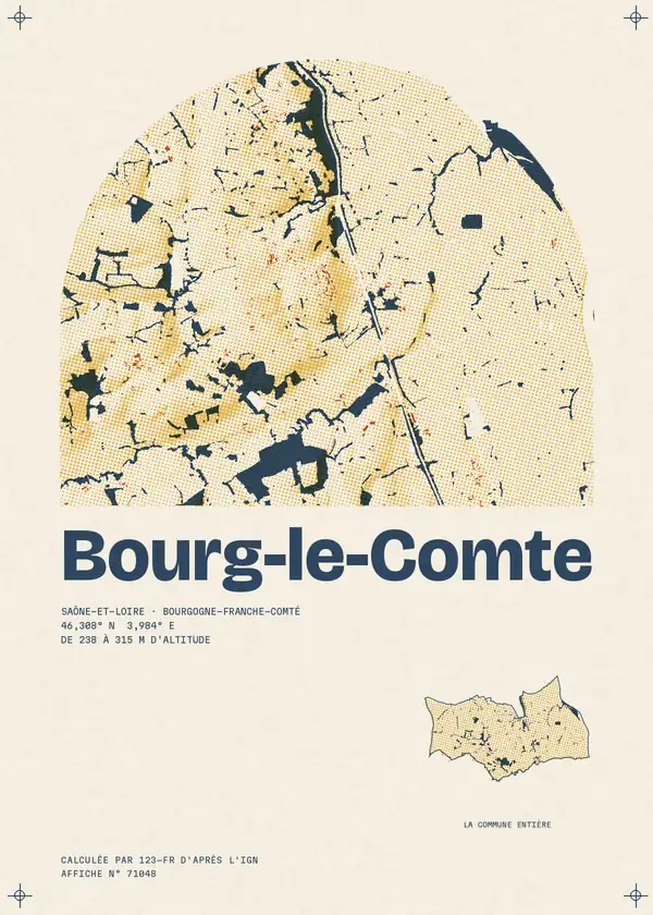 Affiche de Bourg-le-Comte, calculée par 123-fr d'après l'IGN