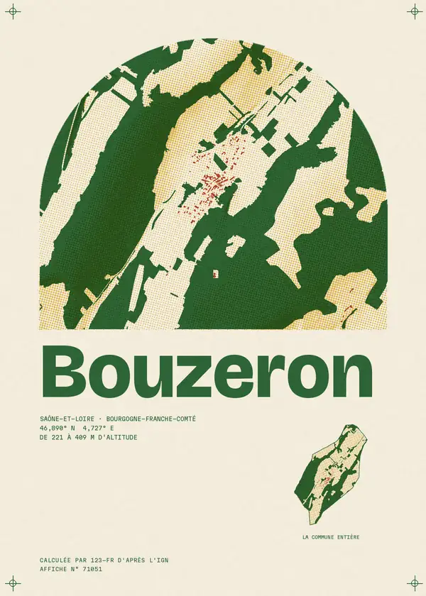 Affiche de Bouzeron, calculée par 123-fr d'après l'IGN