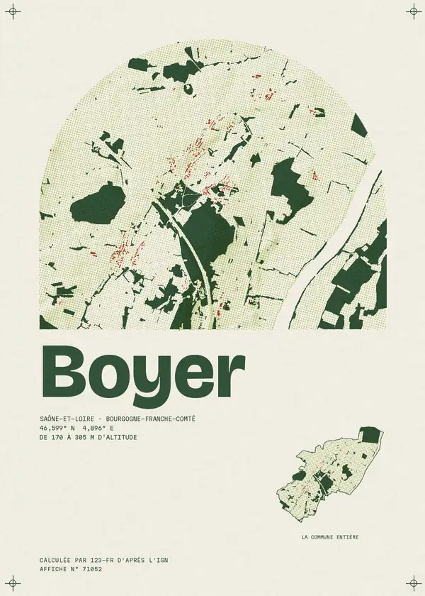 Affiche de Boyer, calculée par 123-fr d'après l'IGN
