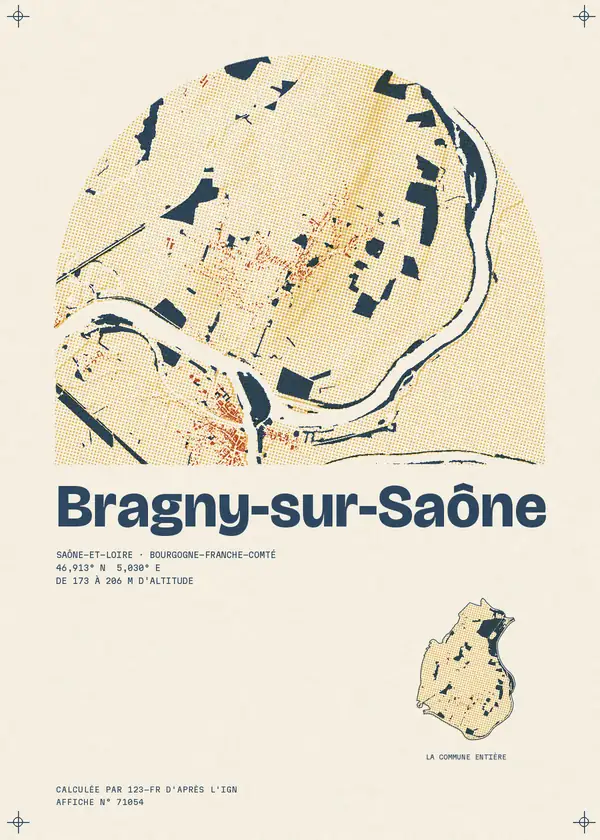 Affiche de Bragny-sur-Saône, calculée par 123-fr d'après l'IGN