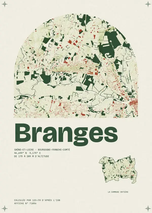 Affiche de Branges, calculée par 123-fr d'après l'IGN