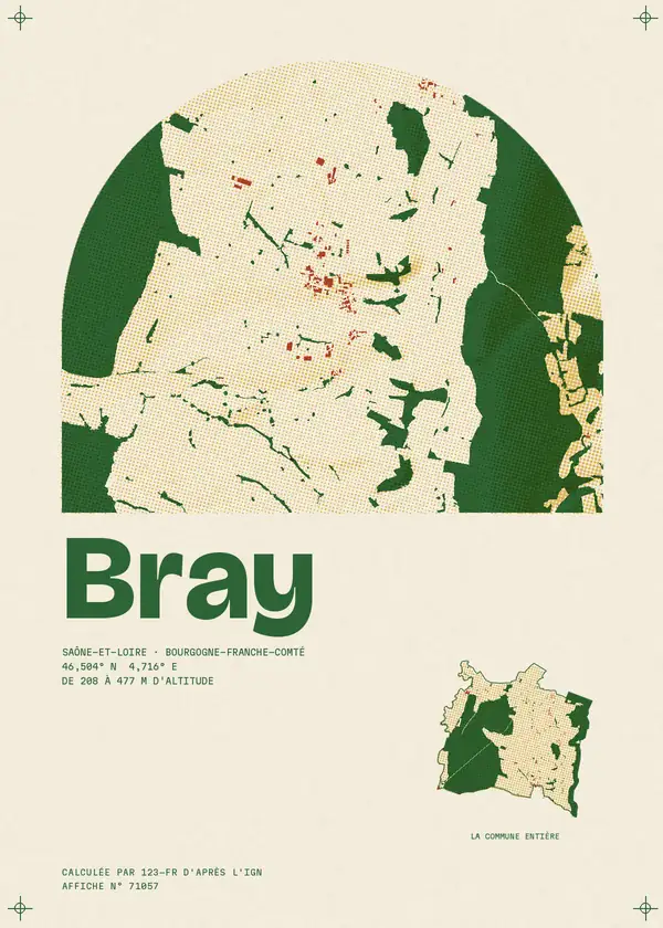 Affiche de Bray, calculée par 123-fr d'après l'IGN