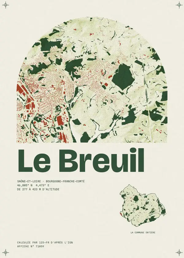 Affiche de Le Breuil, calculée par 123-fr d'après l'IGN