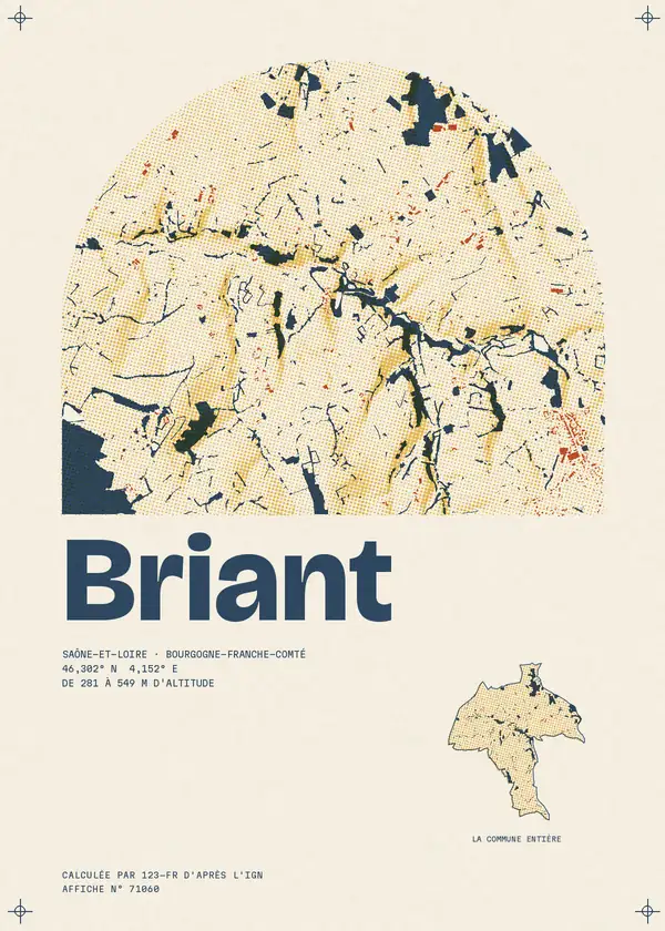 Affiche de Briant, calculée par 123-fr d'après l'IGN