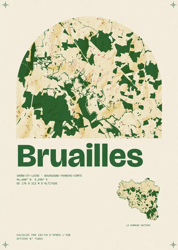 Affiche de Bruailles, calculée par 123-fr d'après l'IGN