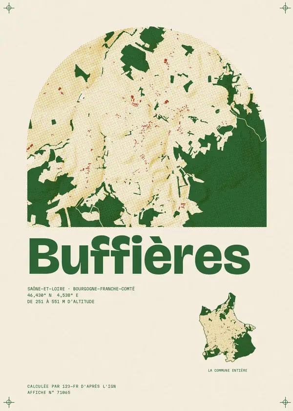 Affiche de Buffières, calculée par 123-fr d'après l'IGN