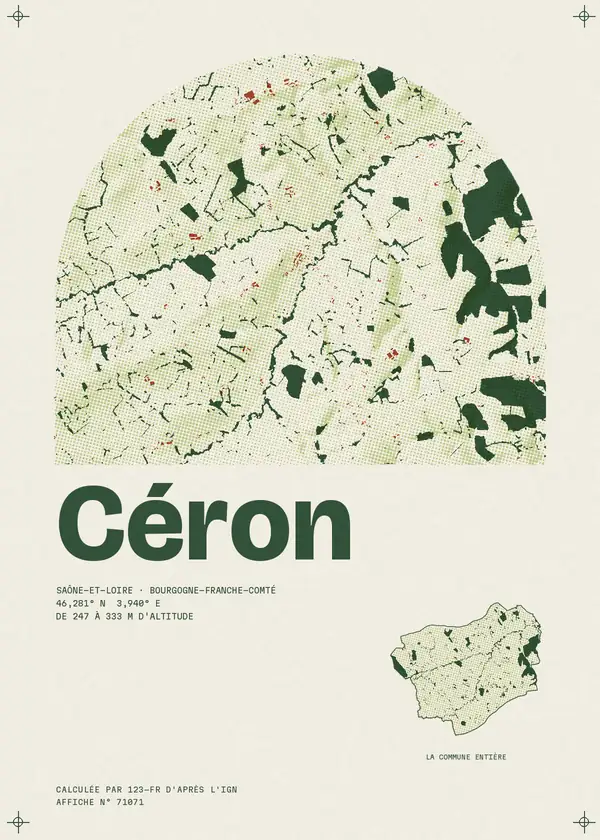Affiche de Céron, calculée par 123-fr d'après l'IGN