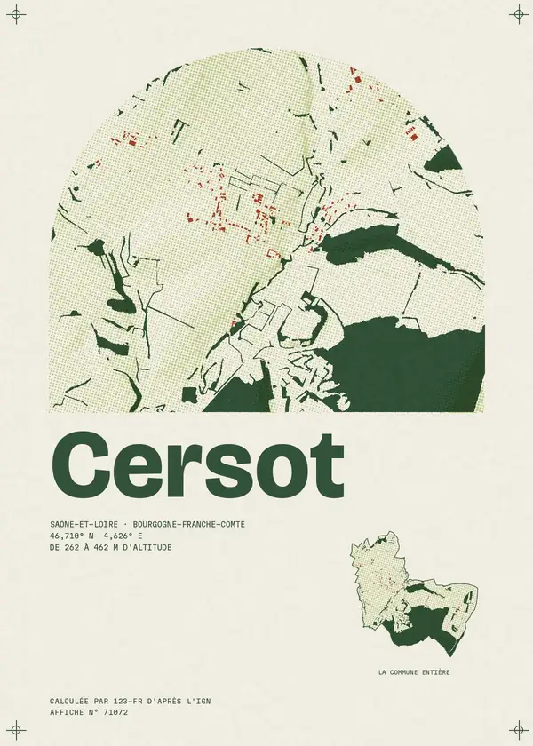 Affiche de Cersot, calculée par 123-fr d'après l'IGN