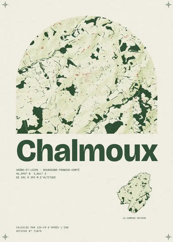Affiche de Chalmoux, calculée par 123-fr d'après l'IGN