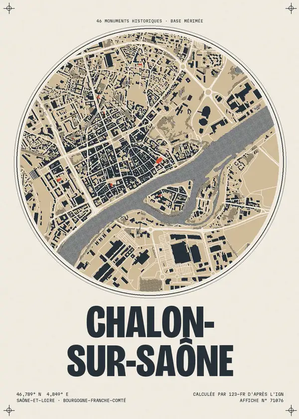 Affiche de Chalon-sur-Saône, calculée par 123-fr d'après l'IGN