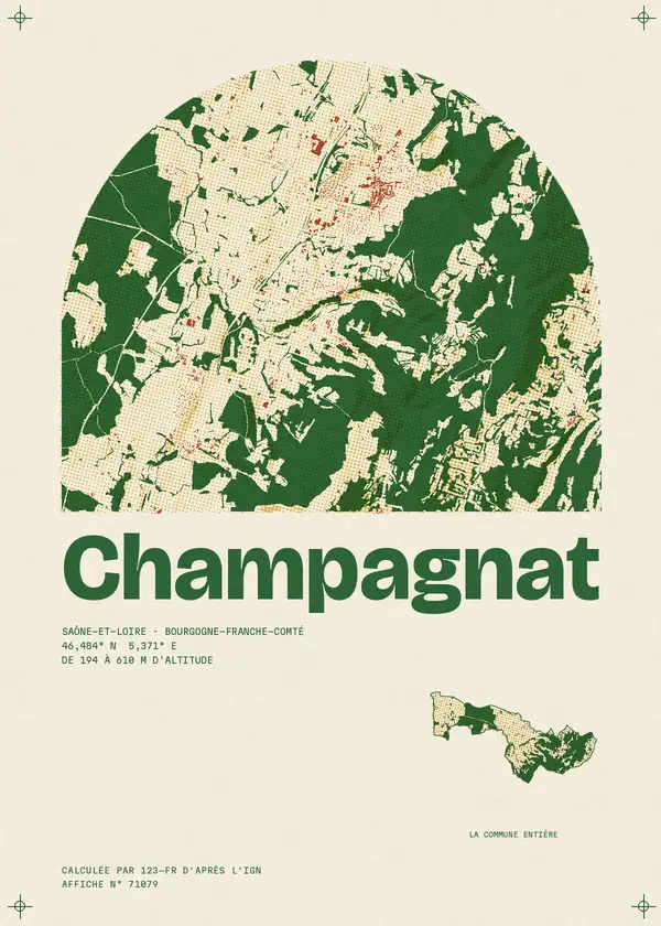 Affiche de Champagnat, calculée par 123-fr d'après l'IGN