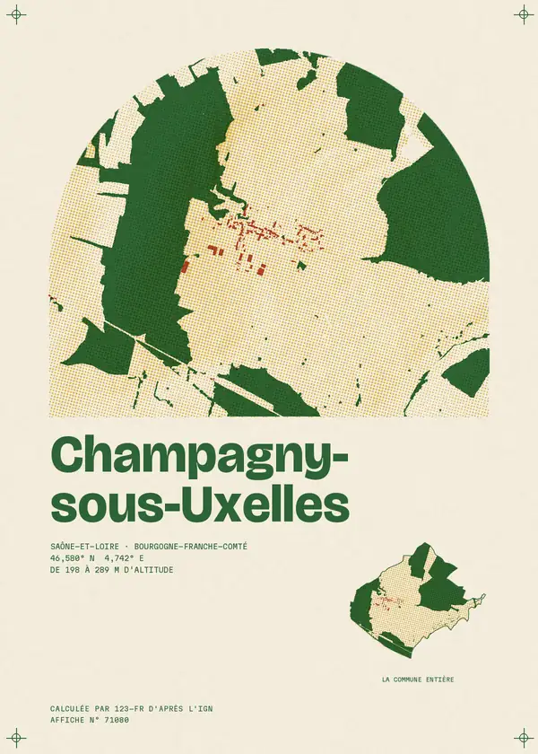 Affiche de Champagny-sous-Uxelles, calculée par 123-fr d'après l'IGN