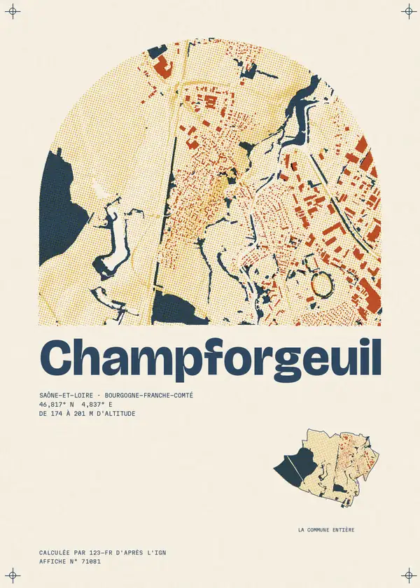 Affiche de Champforgeuil, calculée par 123-fr d'après l'IGN