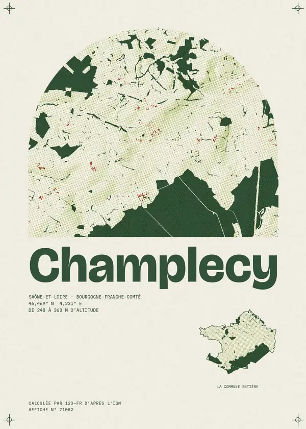 Affiche de Champlecy, calculée par 123-fr d'après l'IGN