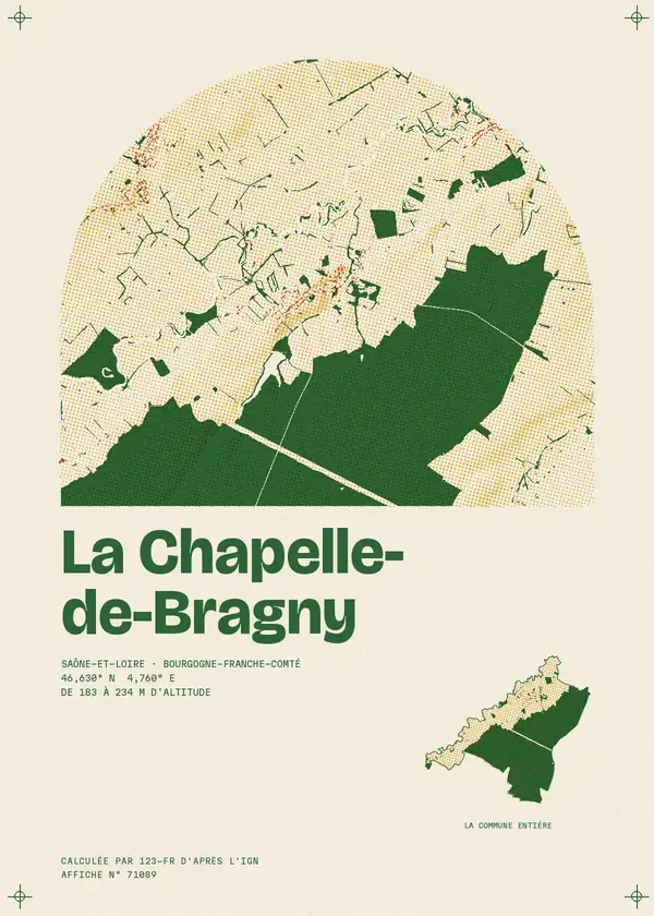 Affiche de La Chapelle-de-Bragny, calculée par 123-fr d'après l'IGN