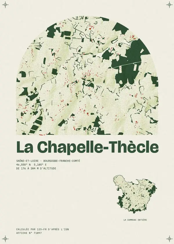Affiche de La Chapelle-Thècle, calculée par 123-fr d'après l'IGN