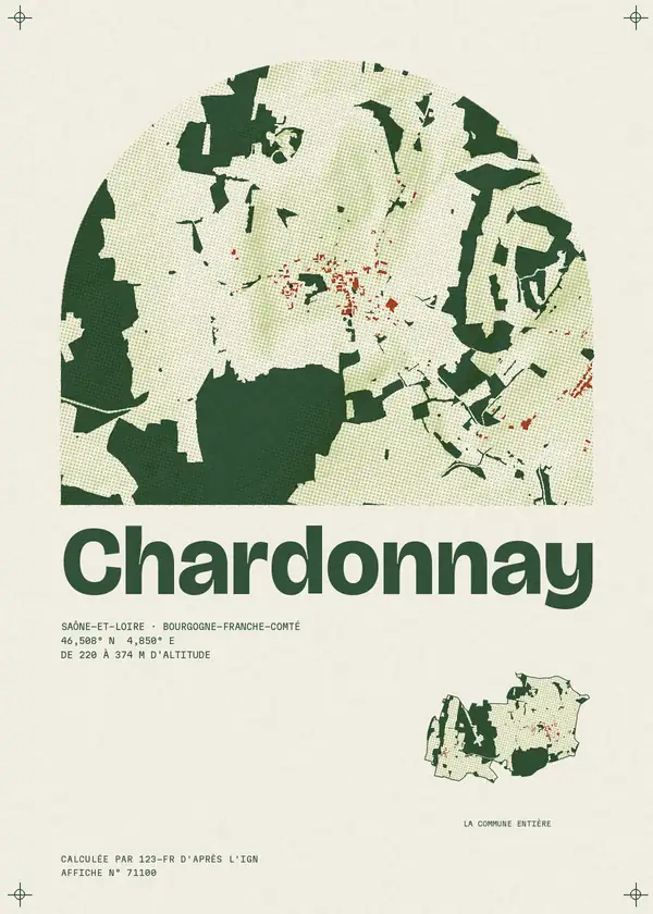 Affiche de Chardonnay, calculée par 123-fr d'après l'IGN