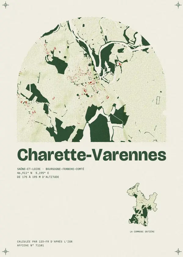 Affiche de Charette-Varennes, calculée par 123-fr d'après l'IGN