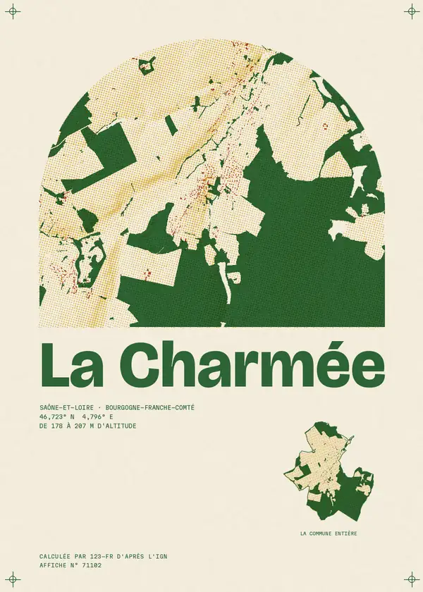 Affiche de La Charmée, calculée par 123-fr d'après l'IGN