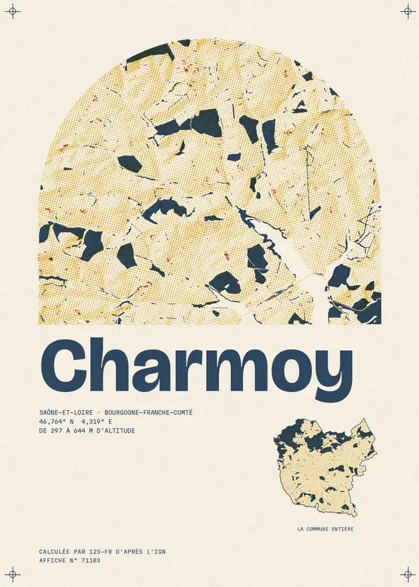 Affiche de Charmoy, calculée par 123-fr d'après l'IGN