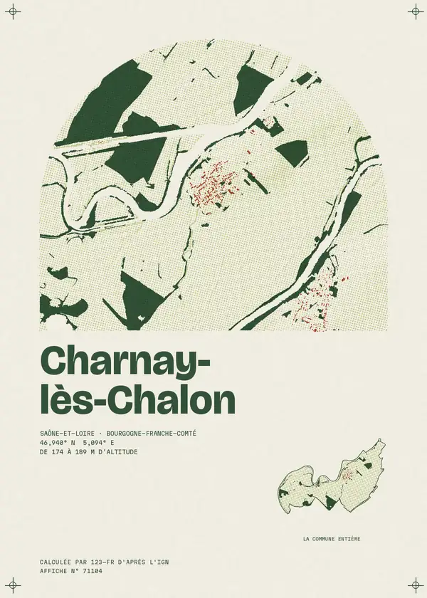 Affiche de Charnay-lès-Chalon, calculée par 123-fr d'après l'IGN