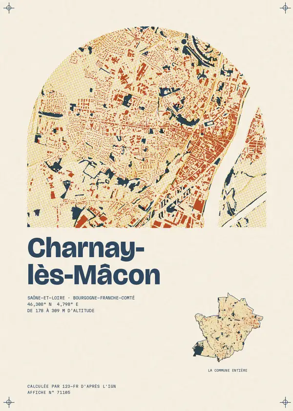 Affiche de Charnay-lès-Mâcon, calculée par 123-fr d'après l'IGN