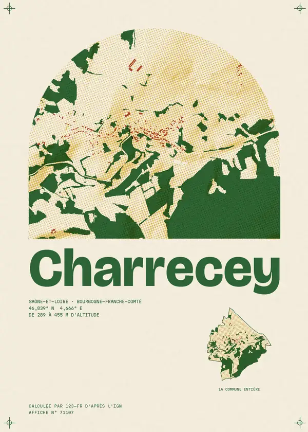 Affiche de Charrecey, calculée par 123-fr d'après l'IGN