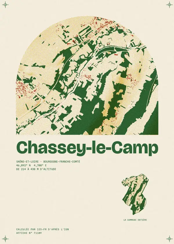 Affiche de Chassey-le-Camp, calculée par 123-fr d'après l'IGN