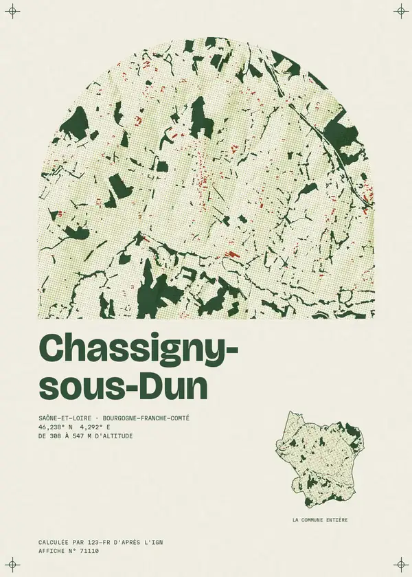 Affiche de Chassigny-sous-Dun, calculée par 123-fr d'après l'IGN