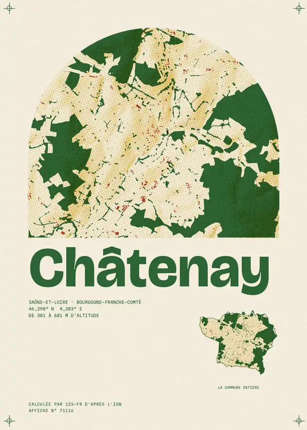 Affiche de Châtenay, calculée par 123-fr d'après l'IGN