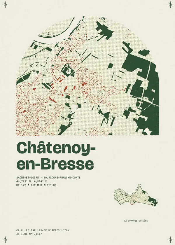 Affiche de Châtenoy-en-Bresse, calculée par 123-fr d'après l'IGN