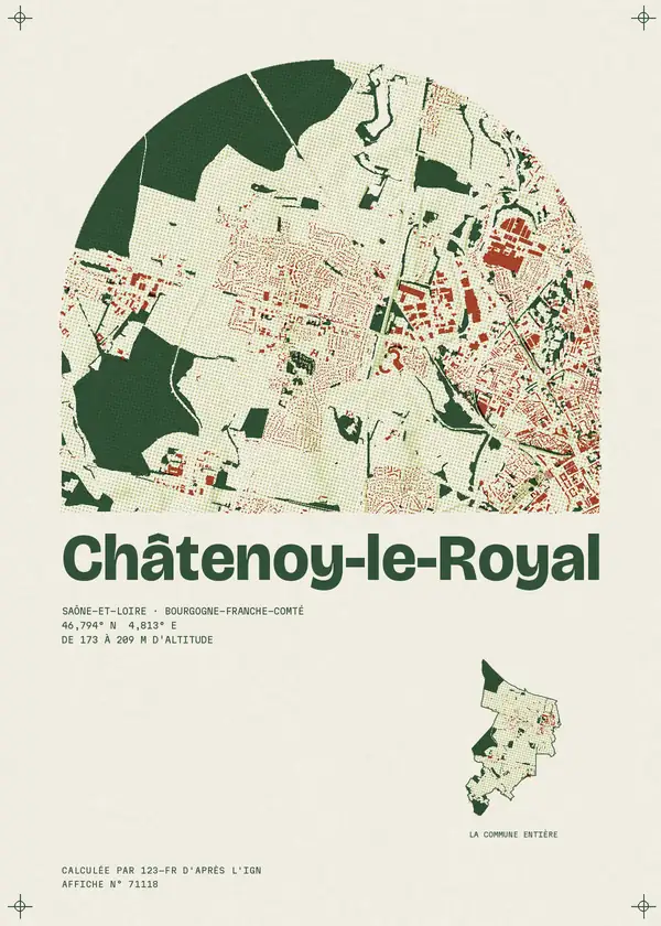 Affiche de Châtenoy-le-Royal, calculée par 123-fr d'après l'IGN