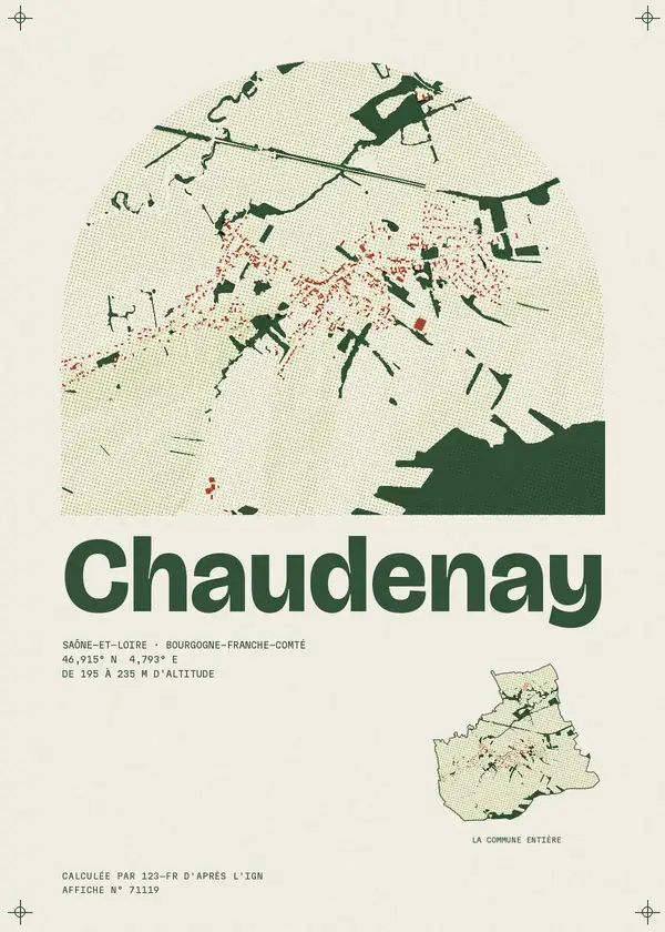 Affiche de Chaudenay, calculée par 123-fr d'après l'IGN