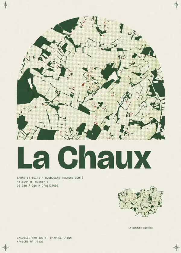 Affiche de La Chaux, calculée par 123-fr d'après l'IGN