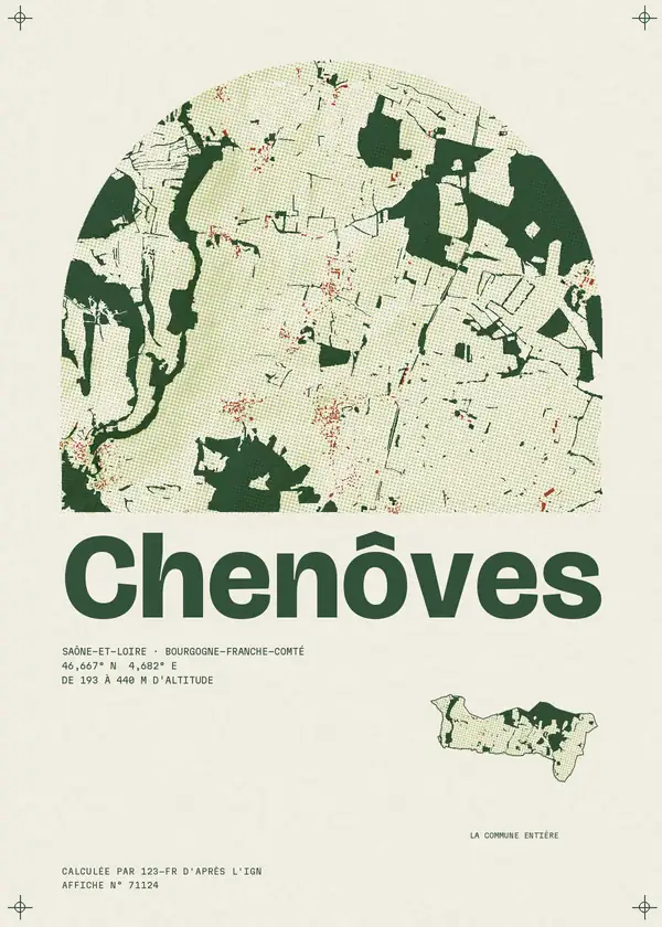 Affiche de Chenôves, calculée par 123-fr d'après l'IGN