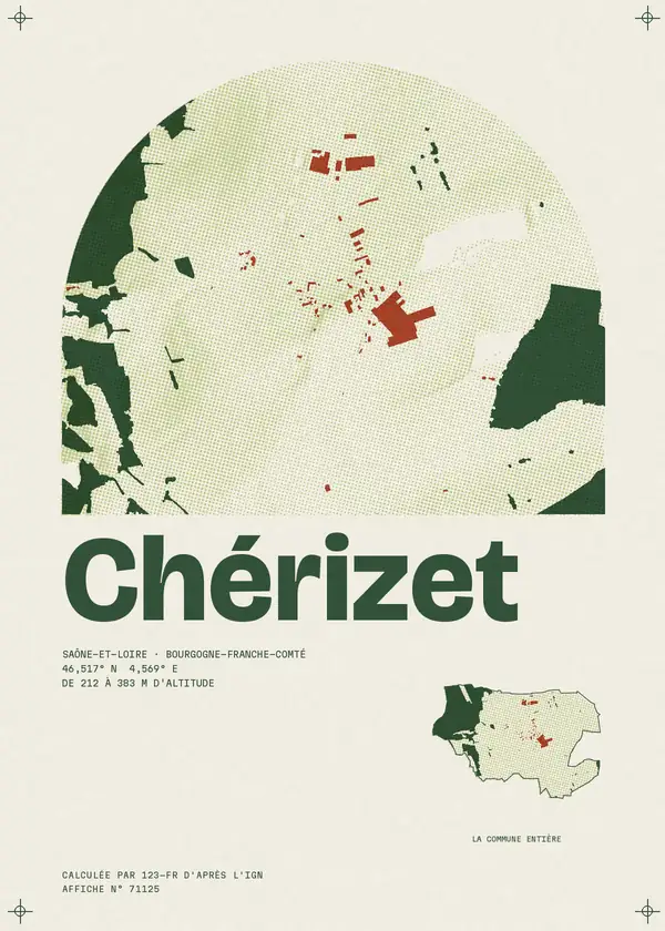 Affiche de Chérizet, calculée par 123-fr d'après l'IGN