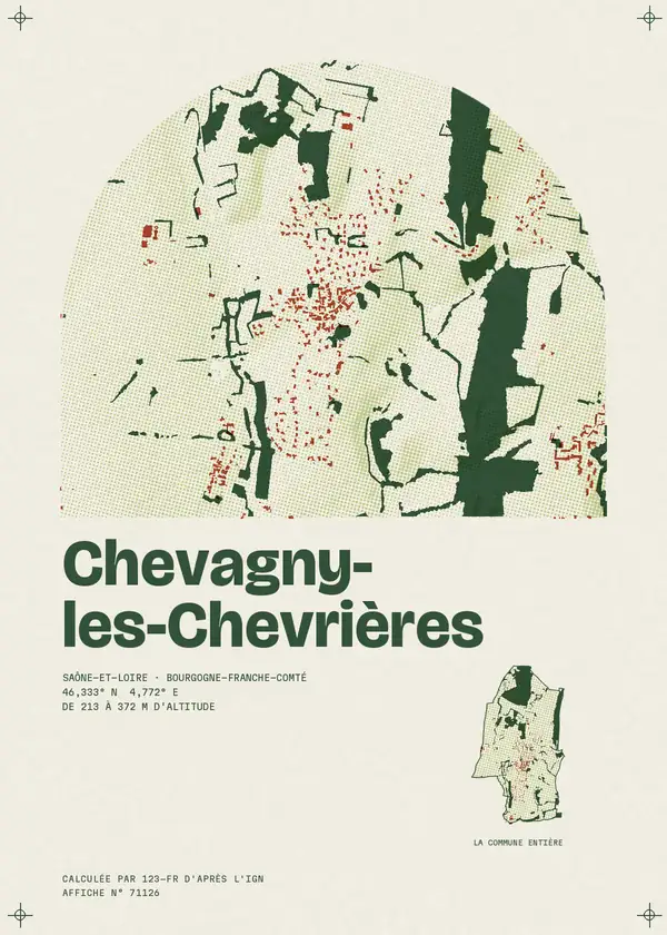 Affiche de Chevagny-les-Chevrières, calculée par 123-fr d'après l'IGN