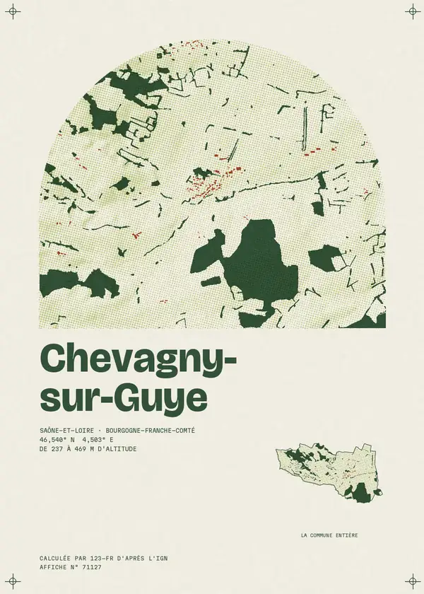 Affiche de Chevagny-sur-Guye, calculée par 123-fr d'après l'IGN