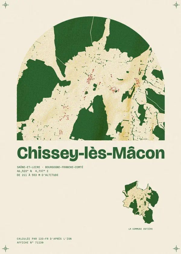 Affiche de Chissey-lès-Mâcon, calculée par 123-fr d'après l'IGN