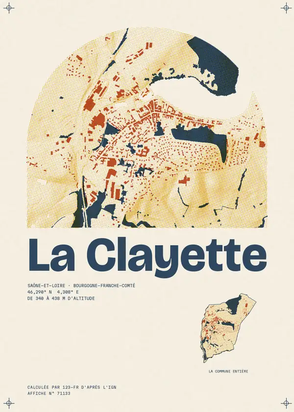 Affiche de La Clayette, calculée par 123-fr d'après l'IGN